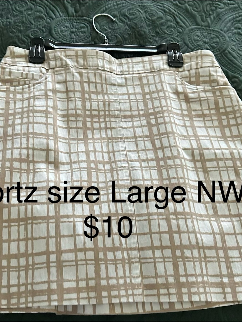 Hilary Radley Beige Plaid Skort